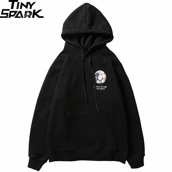Embroidery Funny Cat Hoodies Sweatshirt Men Hip Hop Winter Fleece Pullover Black Retro Hoodie Streetwear Casual Cotton Fall | Vimost Shop.