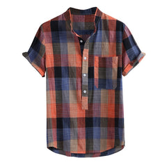 Fashion Men's shirt Streetwear Casual Short sleeve shirt Camisa Button Plaid Hawaii Print Beach Blouse Top Camisa masculina