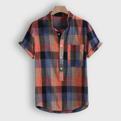 Fashion Men's shirt Streetwear Casual Short sleeve shirt Camisa Button Plaid Hawaii Print Beach Blouse Top Camisa masculina