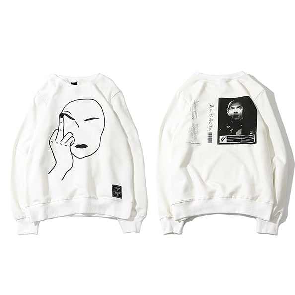Funny Sweatshirt Streetwear Print Middle Finger Men Hip Hop Pullover Sweatshirts Hoodie Autumn Sweatshirt No Hood Cotton | Vimost Shop.