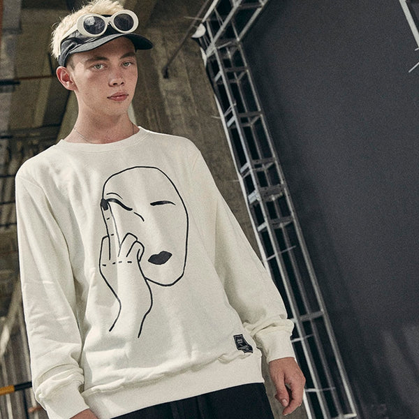 Funny Sweatshirt Streetwear Print Middle Finger Men Hip Hop Pullover Sweatshirts Hoodie  Autumn Sweatshirt No Hood Cotton | Vimost Shop.