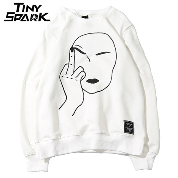 Funny Sweatshirt Streetwear Print Middle Finger Men Hip Hop Pullover Sweatshirts Hoodie  Autumn Sweatshirt No Hood Cotton | Vimost Shop.