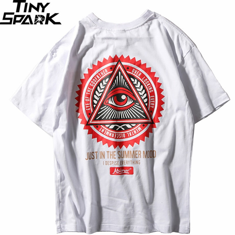Geometry Triangle Eye T Shirts Men's Hip Hop T-Shirt Godfather Printed Casual Cotton Tops Tees New Summer Streetwear Tshirt | Vimost Shop.