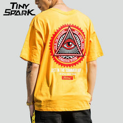 Geometry Triangle Eye T Shirts Men's Hip Hop T-Shirt Godfather Printed Casual Cotton Tops Tees New Summer Streetwear Tshirt