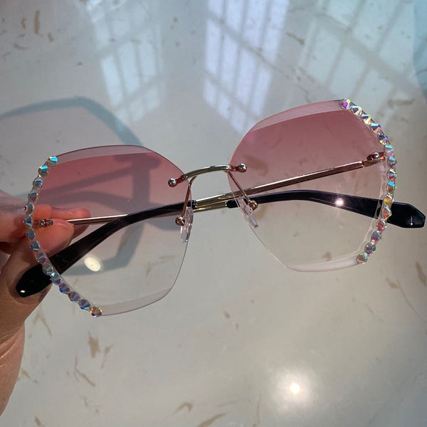 Women Luxury Brand Design Sexy Diamond Square Sun Glasses | Vimost Shop.