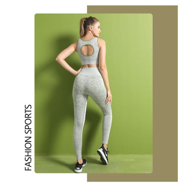 Women Print Yoga Set Fitness Tracksuit For Women Workout Push Up Two Piece Set Shockproof  Tank Crop Top Leggings Sports Suit | Vimost Shop.