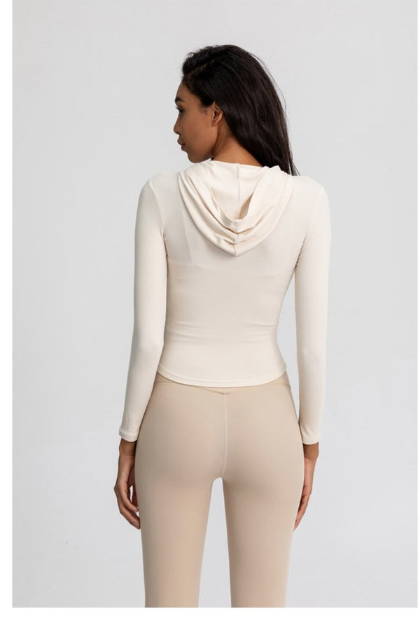 Autumn Seamless Solid Yoga Hoodies Long Shirt Jacket Long Sleeve Zipper Sportswear Hooded Top Gym Fitness Workout Sports Tees | Vimost Shop.