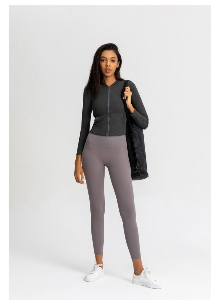 Autumn Seamless Solid Yoga Hoodies Long Shirt Jacket Long Sleeve Zipper Sportswear Hooded Top Gym Fitness Workout Sports Tees | Vimost Shop.