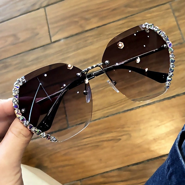 Women Luxury Brand Design Sexy Diamond Square Sun Glasses | Vimost Shop.