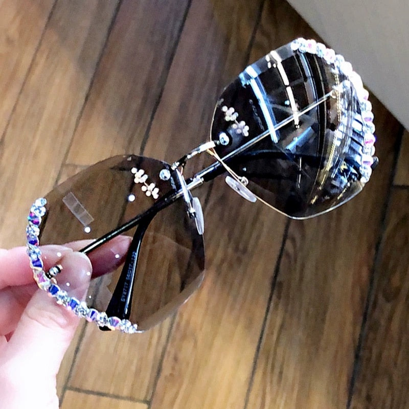 Women Luxury Brand Design Sexy Diamond Square Sun Glasses | Vimost Shop.