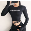Women Sexy Long Sleeve Crop Top fitness camouflage Yoga shirt | Vimost Shop.