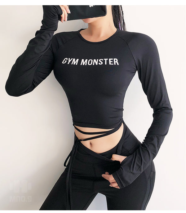Women Sexy Long Sleeve Crop Top fitness camouflage Yoga shirt | Vimost Shop.