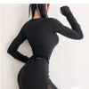 Women Sexy Long Sleeve Crop Top fitness camouflage Yoga shirt | Vimost Shop.