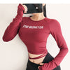 Women Sexy Long Sleeve Crop Top fitness camouflage Yoga shirt | Vimost Shop.