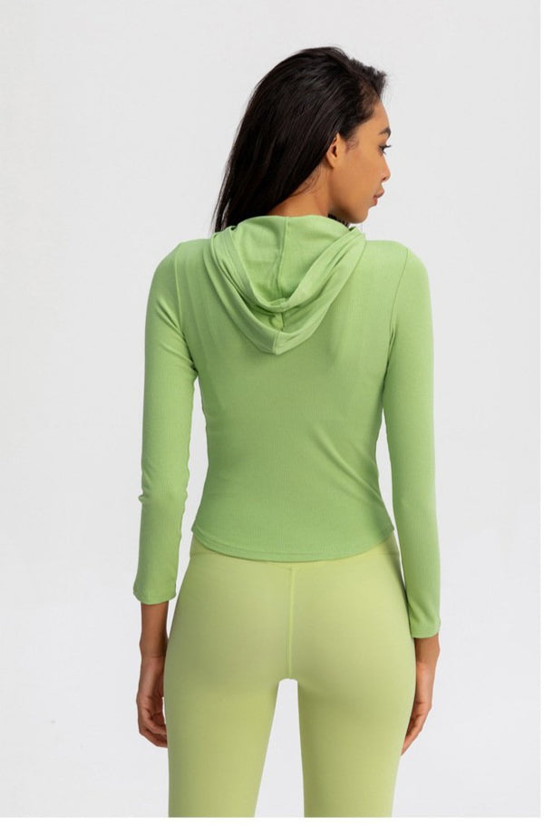 Autumn Seamless Solid Yoga Hoodies Long Shirt Jacket Long Sleeve Zipper Sportswear Hooded Top Gym Fitness Workout Sports Tees | Vimost Shop.