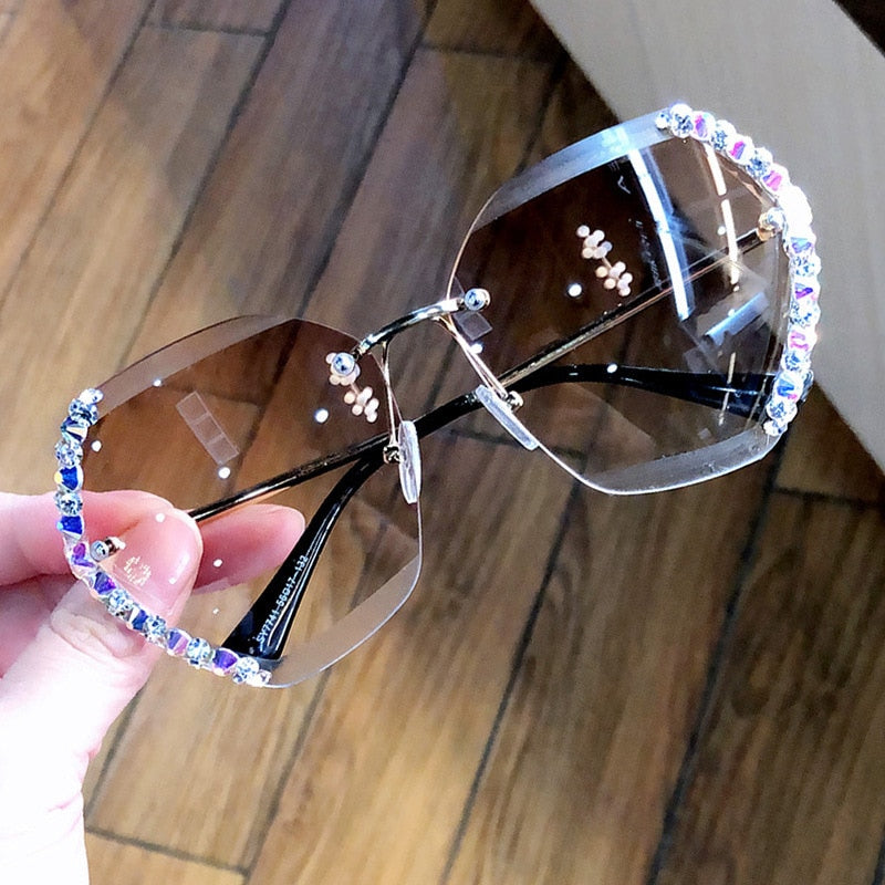 Women Luxury Brand Design Sexy Diamond Square Sun Glasses | Vimost Shop.