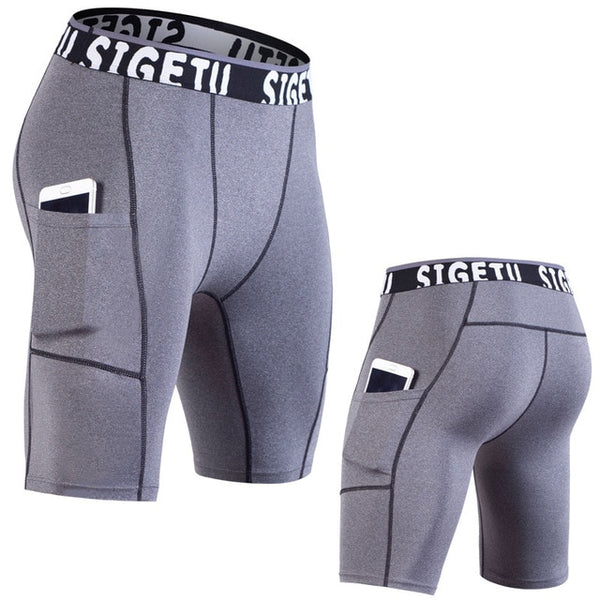 High Elastic GYM Shorts Men Dry Fit Running Shorts Football Phone Pocket Design Fitness Sport Shorts Workout Short Leggings | Vimost Shop.