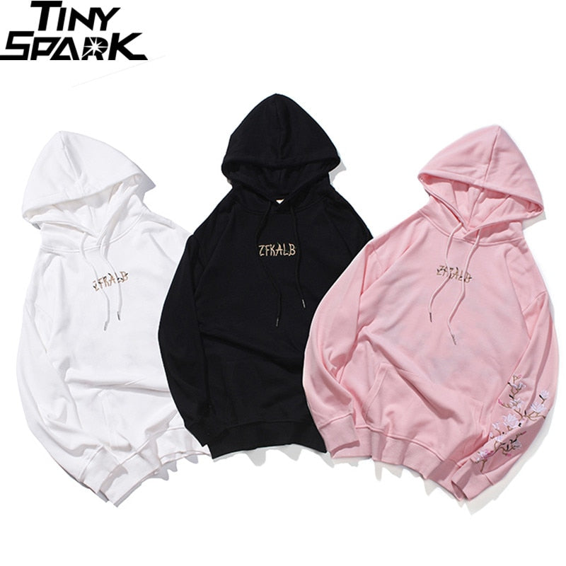 Hip Hop Hoodie Sweatshirt Embroidered Bird Floral Mens Streetwear Harajuku Hoodies Pullover Loose Cotton Sweat Shirt Autumn | Vimost Shop.