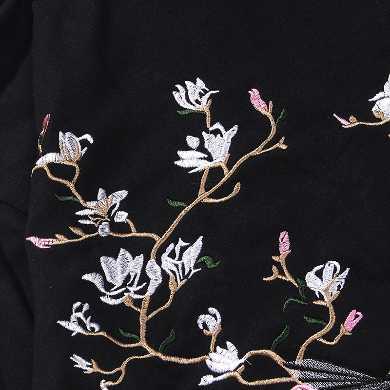 Hip Hop Hoodie Sweatshirt Embroidered Bird Floral Mens Streetwear Harajuku Hoodies Pullover Loose Cotton Sweat Shirt Autumn | Vimost Shop.