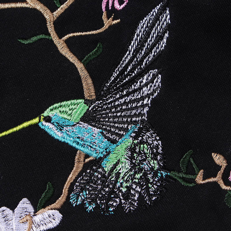Hip Hop Hoodie Sweatshirt Embroidered Bird Floral Mens Streetwear Harajuku Hoodies Pullover Loose Cotton Sweat Shirt Autumn | Vimost Shop.