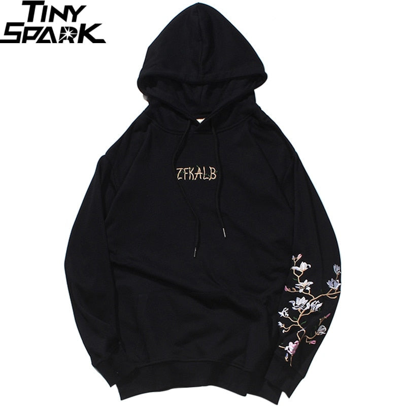 Hip Hop Hoodie Sweatshirt Embroidered Bird Floral Mens Streetwear Harajuku Hoodies Pullover Loose Cotton Sweat Shirt Autumn | Vimost Shop.