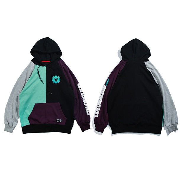 Hip Hop Hoodie Sweatshirt Mens Color Block Patchwork Harajuku Hoodie Streetwear Casual HipHop Pullover Oversized Autumn | Vimost Shop.