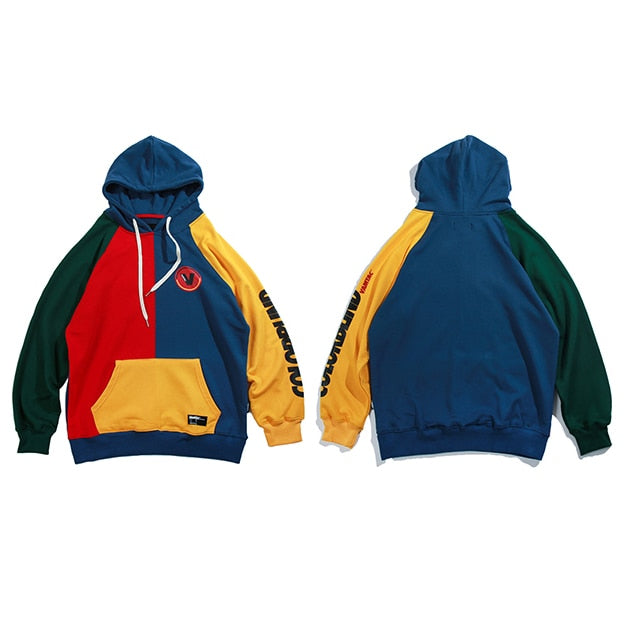 Hip Hop Hoodie Sweatshirt Mens Color Block Patchwork Harajuku Hoodie Streetwear Casual HipHop Pullover Oversized Autumn | Vimost Shop.