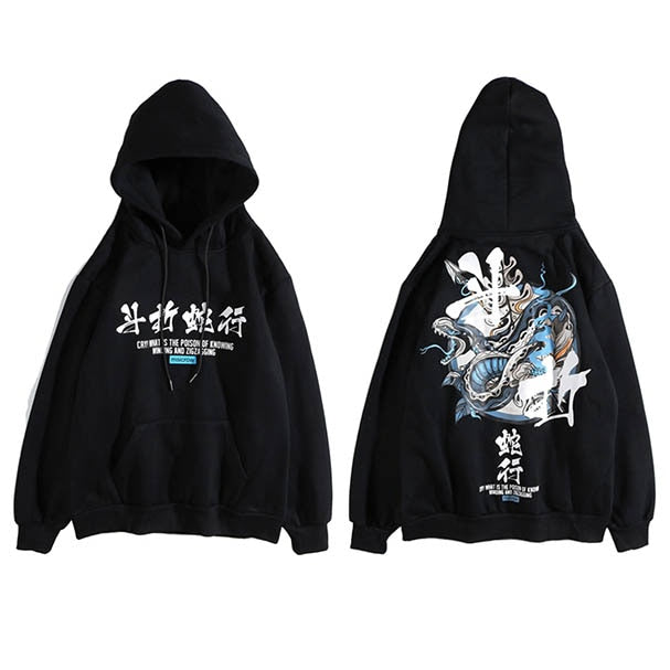 Hip Hop Men Hoodie Sweatshirt Snake Chinese Character Hoodie Streetwear Autumn Winter Fleece Purple Pullover Cotton Hipster | Vimost Shop.
