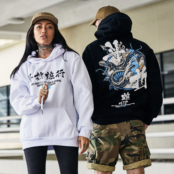 Hip Hop Men Hoodie Sweatshirt Snake Chinese Character Hoodie Streetwear Autumn Winter Fleece Purple Pullover Cotton Hipster | Vimost Shop.