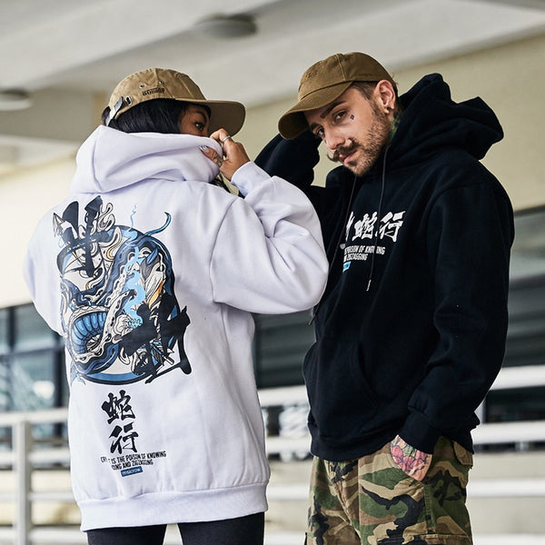 Hip Hop Men Hoodie Sweatshirt Snake Chinese Character Hoodie Streetwear Autumn Winter Fleece Purple Pullover Cotton Hipster | Vimost Shop.