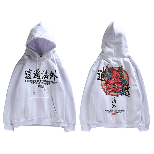 Hip Hop Mens Hoodie Sweatshirt Ghost Chinese Character Print Harajuku Hoodie Streetwear Autumn Casual Black Pullover Cotton | Vimost Shop.