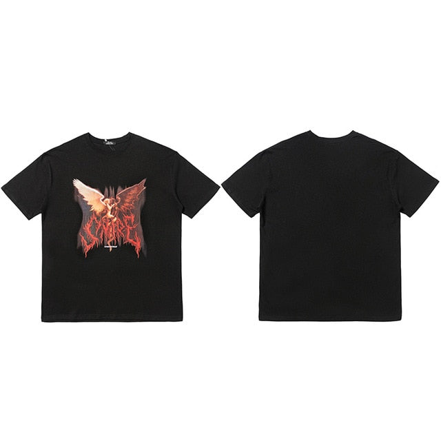 Hip Hop T Shirt Men Dark Streetwear Tshirt Oversize HipHop Harajuku Summer Short Sleeve T-Shirt Cotton Loose Tops Tees New | Vimost Shop.