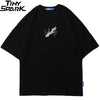 Hip Hop T Shirt Men Japanese Streetwear Embroidery Crane Sakura Lucky T-Shirt Japan Style Harajuku Tshirt Cotton Tops Tees | Vimost Shop.