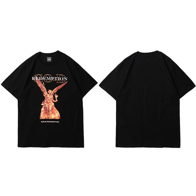 Hip Hop T Shirt Men Streetwear Harajuku Washed Tshirt Reddemption Angel Summer Short Sleeve T-Shirt Cotton Fashion Tops Tee | Vimost Shop.