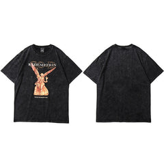 Hip Hop T Shirt Men Streetwear Harajuku Washed Tshirt Reddemption Angel Summer Short Sleeve T-Shirt Cotton Fashion Tops Tee