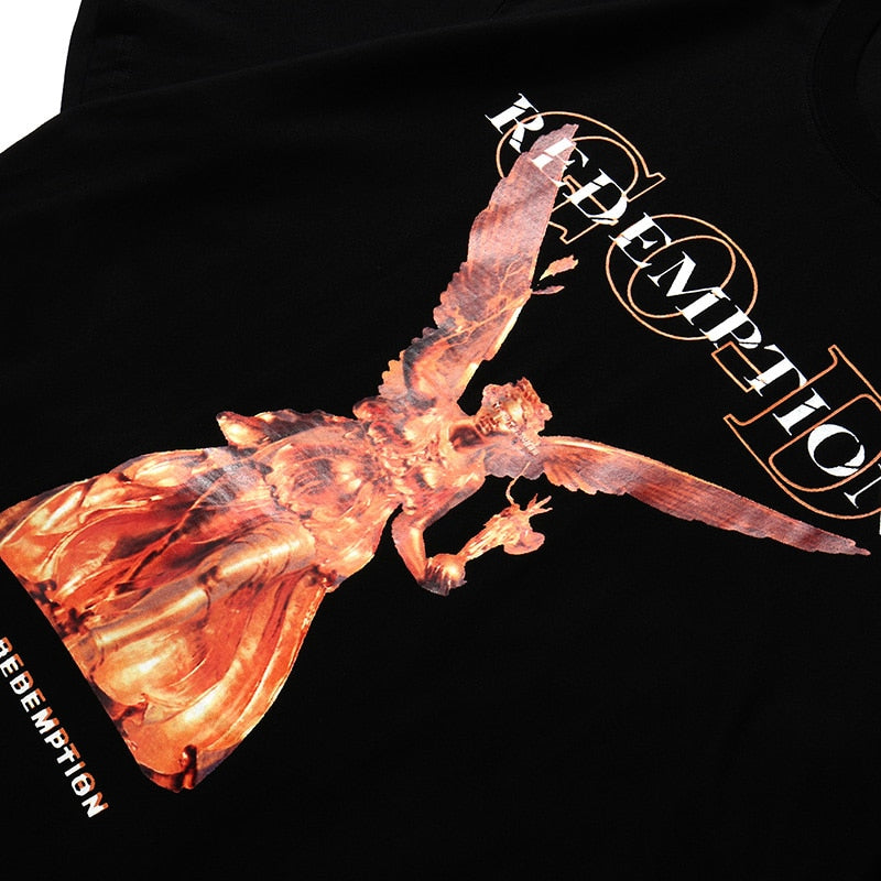 Hip Hop T Shirt Men Streetwear Harajuku Washed Tshirt Reddemption Angel Summer Short Sleeve T-Shirt Cotton Fashion Tops Tee | Vimost Shop.