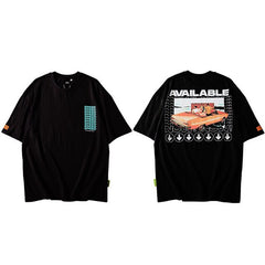 Hip Hop T Shirt Retro Car Print  Mens Tshirt Streetwear Harajuku T-shirt Vintage Short Sleeve Cotton Tops Tees Summer Casual
