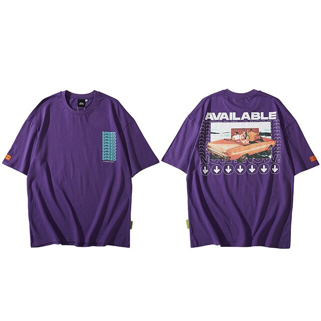 Hip Hop T Shirt Retro Car Print Mens Tshirt Streetwear Harajuku T-shirt Vintage Short Sleeve Cotton Tops Tees Summer Casual | Vimost Shop.