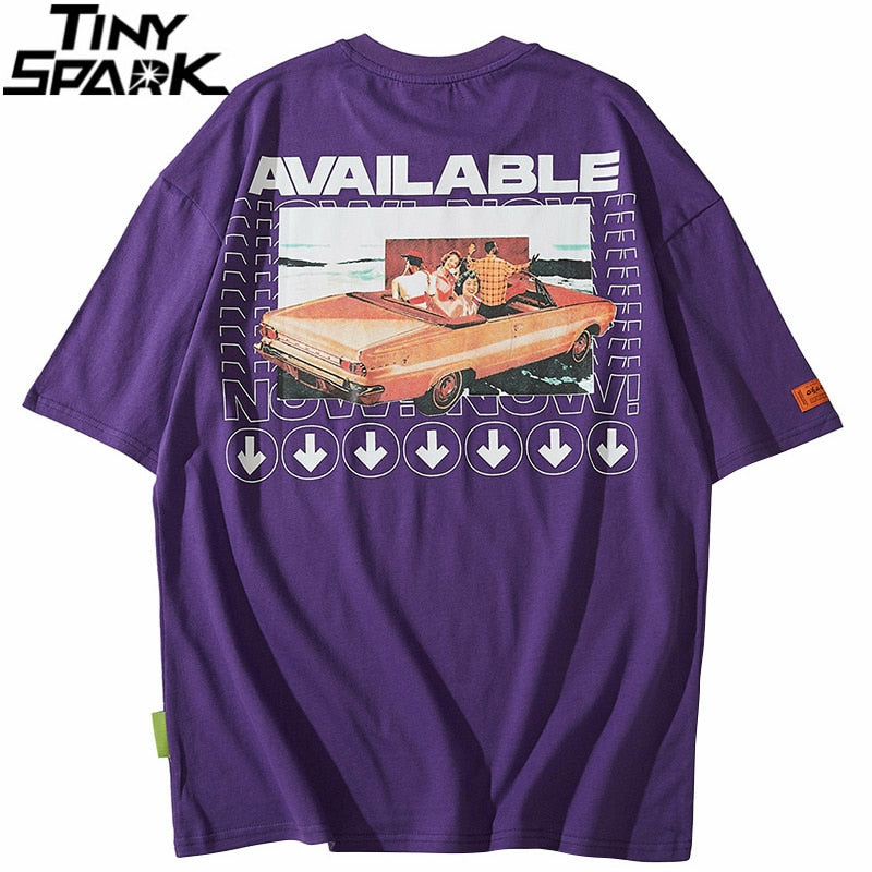 Hip Hop T Shirt Retro Car Print Mens Tshirt Streetwear Harajuku T-shirt Vintage Short Sleeve Cotton Tops Tees Summer Casual | Vimost Shop.