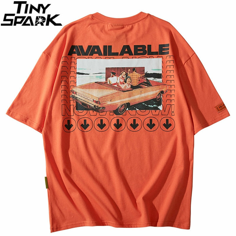 Hip Hop T Shirt Retro Car Print Mens Tshirt Streetwear Harajuku T-shirt Vintage Short Sleeve Cotton Tops Tees Summer Casual | Vimost Shop.