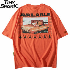 Hip Hop T Shirt Retro Car Print  Mens Tshirt Streetwear Harajuku T-shirt Vintage Short Sleeve Cotton Tops Tees Summer Casual