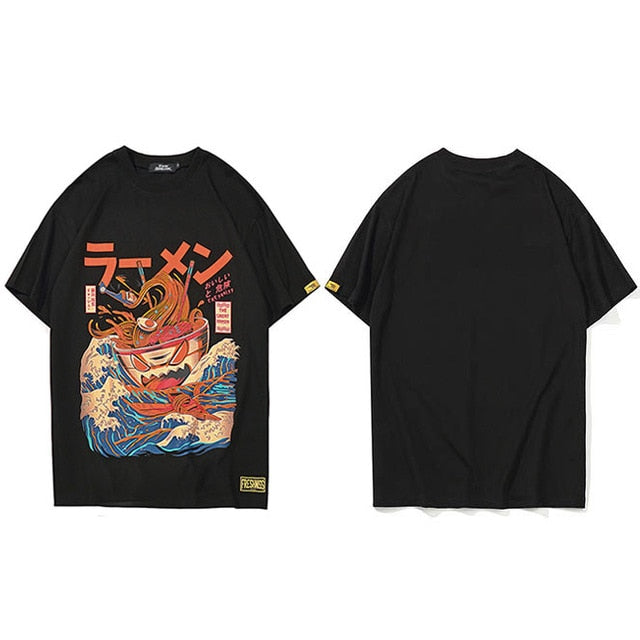 Japanese Harajuku T-Shirt Men Summer Hip Hop T Shirts Noodle Ship Cartoon Streetwear Tshirts Short Sleeve Casual Top Cotton | Vimost Shop.