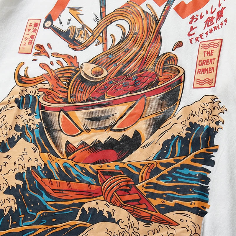 Japanese Harajuku T-Shirt Men Summer Hip Hop T Shirts Noodle Ship Cartoon Streetwear Tshirts Short Sleeve Casual Top Cotton | Vimost Shop.