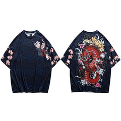 Men  T Shirt Streetwear Fire Dragon T-Shirt Hip Hop Harajuku Tshirt  Summer Beach Tops Tees Short Sleeve Thin Blue Hispter