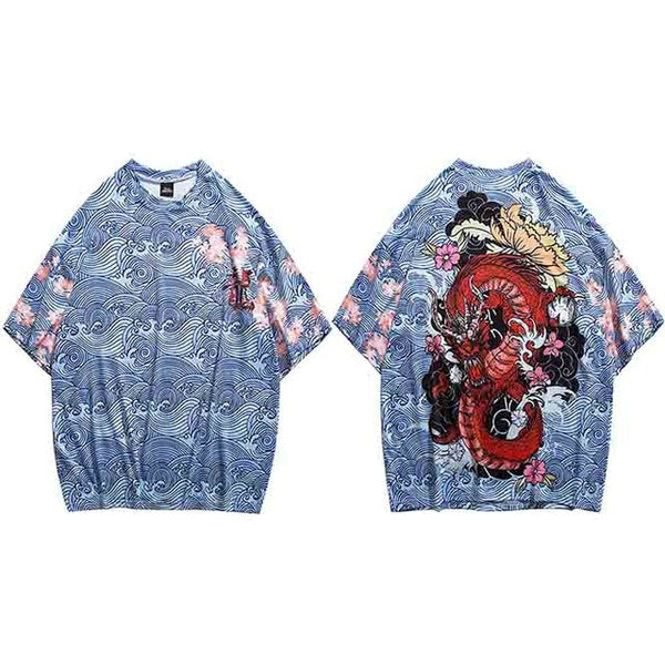 Men  T Shirt Streetwear Fire Dragon T-Shirt Hip Hop Harajuku Tshirt  Summer Beach Tops Tees Short Sleeve Thin Blue Hispter | Vimost Shop.