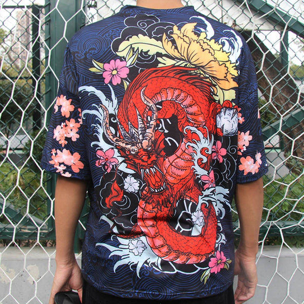 Men  T Shirt Streetwear Fire Dragon T-Shirt Hip Hop Harajuku Tshirt  Summer Beach Tops Tees Short Sleeve Thin Blue Hispter | Vimost Shop.