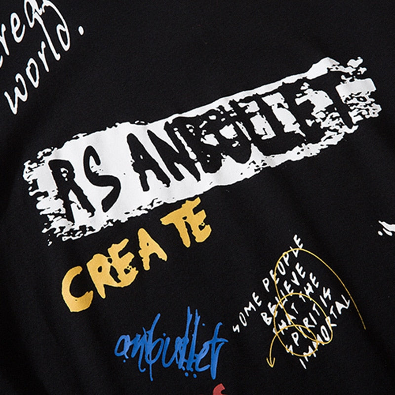 Men Hip Hop Graffiti T Shirt Harajuku Streetwear Tshirt Summer Short Sleeve Fashion Cotton Tops Tees New Skateboard T-Shirt | Vimost Shop.