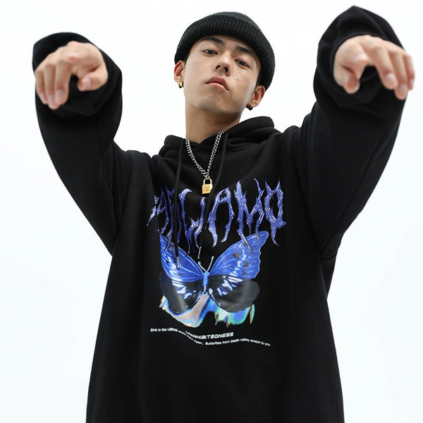 Men Hip Hop Hoodie Sweatshirt Butterfly Streetwear Harajuku Hoodie Pullover Oversized Autumn Cotton Hoodie HipHop Loose | Vimost Shop.