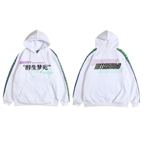 Men Hip Hop Hoodie Sweatshirt Drunk Illusion Chinese Character Hoodie Streetwear Casual Black Hooded Pullover Cotton Autumn | Vimost Shop.