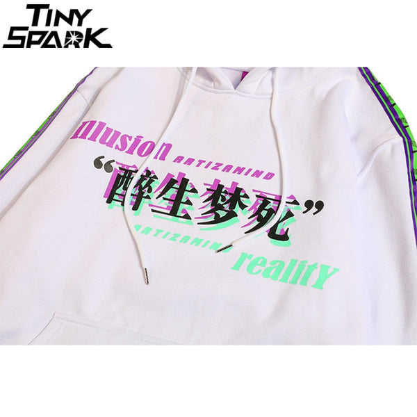 Men Hip Hop Hoodie Sweatshirt Drunk Illusion Chinese Character Hoodie Streetwear Casual Black Hooded Pullover Cotton Autumn | Vimost Shop.